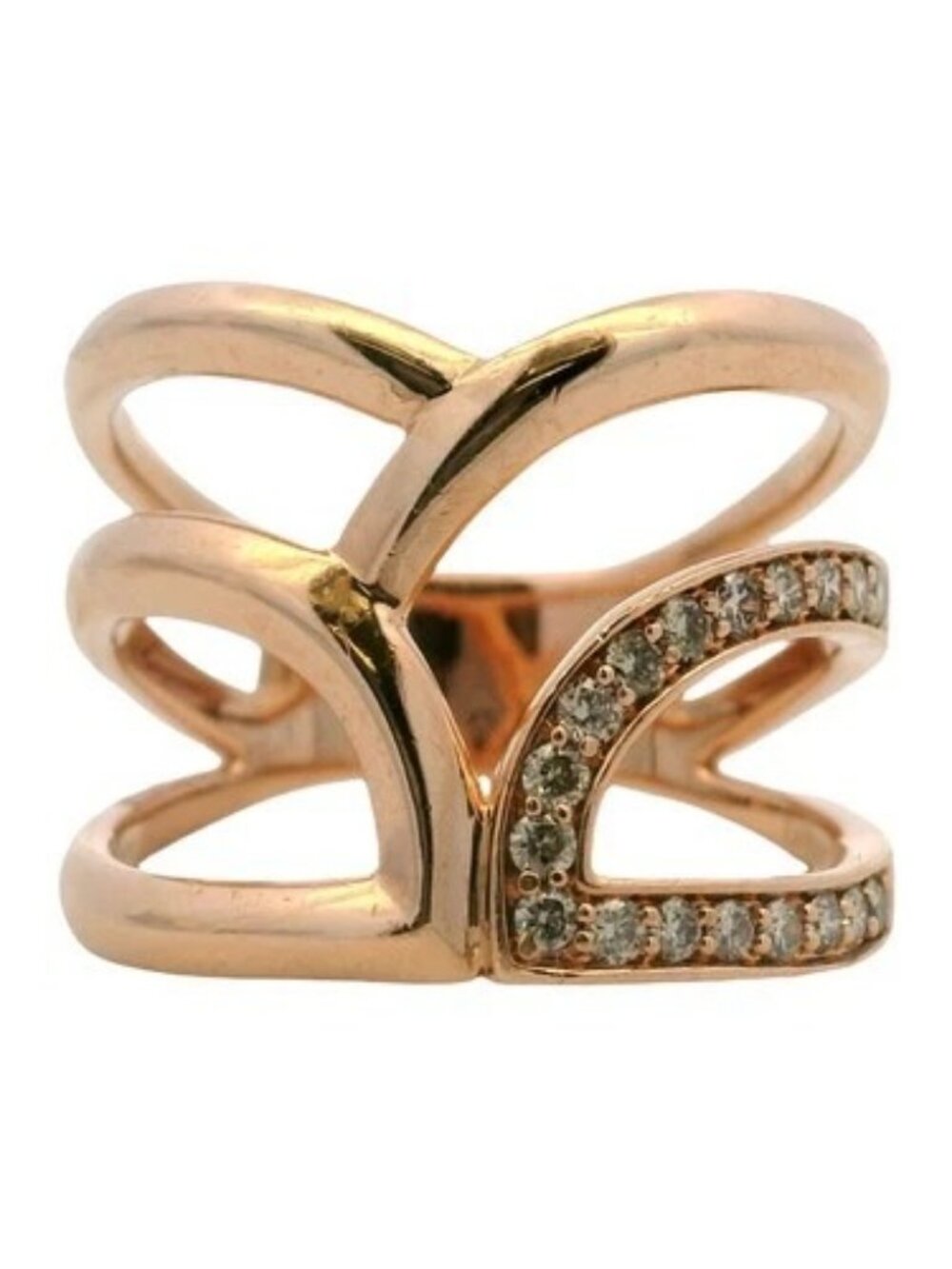 Le Vian 14kt Rose Gold 0.33ctw Diamond Wave Layered Multi-Band Style Ring Sz 10